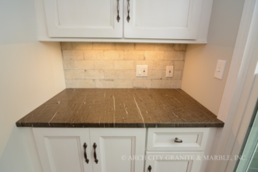 Desk area Granite counter with Cygnus brushed granite in illinois