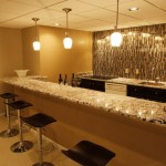 Bianco Antico Granite installed in basement bar